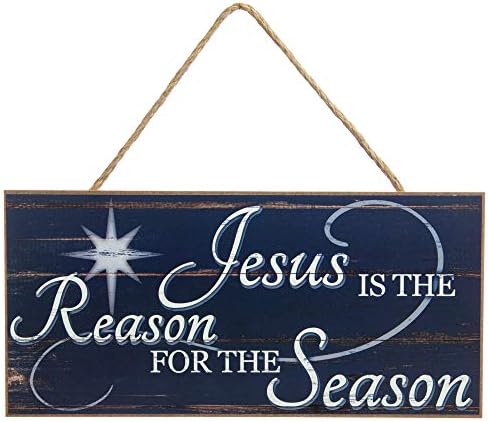 Лосја Исус е причината за сезоната декор на влезната врата што виси знак 5x10 рустикално висечки украси од дрво