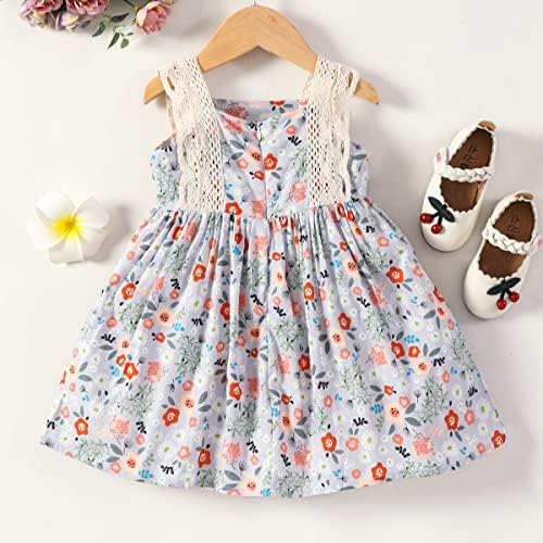 Детско девојче девојче цветна облека за фустан лето лето бохо руфле ракав за ракави со облека за торби за рамо