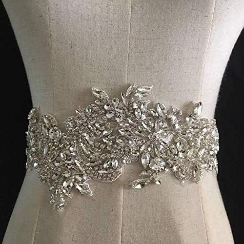 Депила фустан 1 пар/лот Rhinestone Crystal Bidded Iron на невестинска апликација пар за свадбениот појас, ленти за наметка 11 x