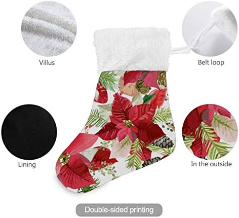 Алаза Божиќни чорапи Божиќни зимски цвеќиња Класични персонализирани мали декорации за порибување за семејни сезонски празници за забави Декор