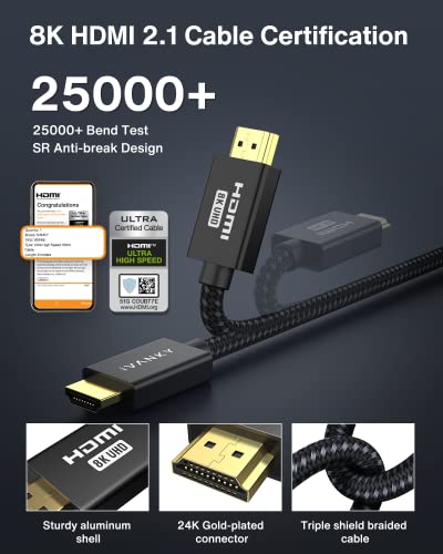 IVanky оптички аудио кабел 6ft/1.8m + 8k HDMI 2.1 кабел 10ft/3m