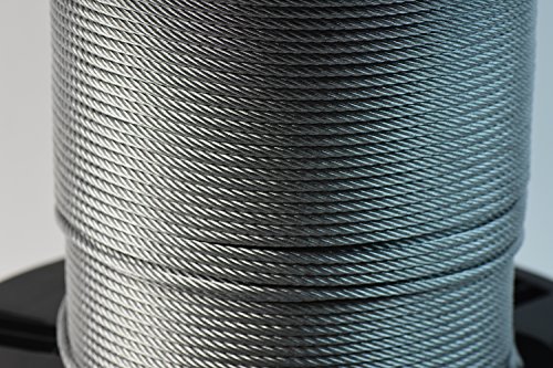 Swageright W-21-005 жица јаже, 5/32 x 500 'spool, 7 x 19, 12 висина, 10 широка, должина од 5, галванизиран челик, сребрен тон