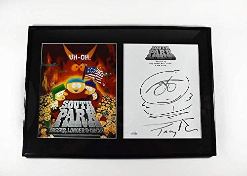 Треј Паркер Саут Парк Рамка и Мета Скрипта скица и Фото потпишана со автентична ACOA COA