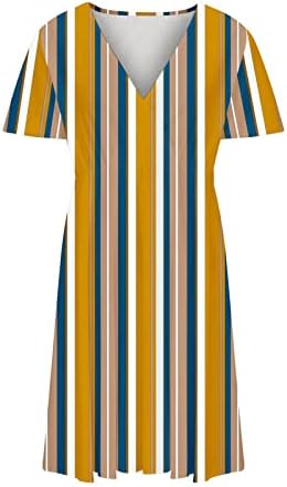 Женски Летен Фустан Со Плус Големина 2023 Обични Блузи За Резервоари Со Кратки Ракави V Фустани Со Печатени Ракави Со Врат Лабав