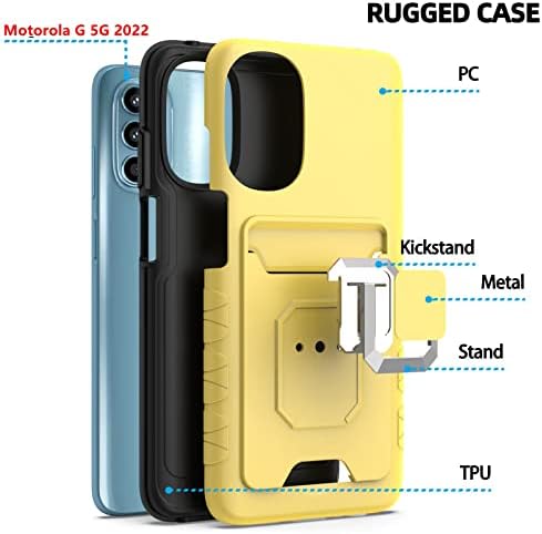 NKASE за Motorola G 5G 2022 Case, Moto G 5G 2022 Case Case Cart Cart Card Holder Magnetic Kickstand Cover, тешка шок -обвивка