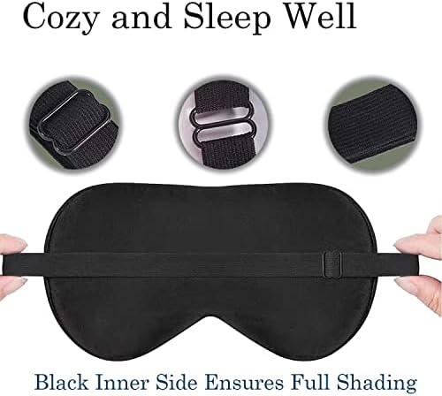 Маска за спиење од црница од црница за жени 2 пакувања со црна свилена лента за коса, маска за очи за спиење со прилагодлива еластична