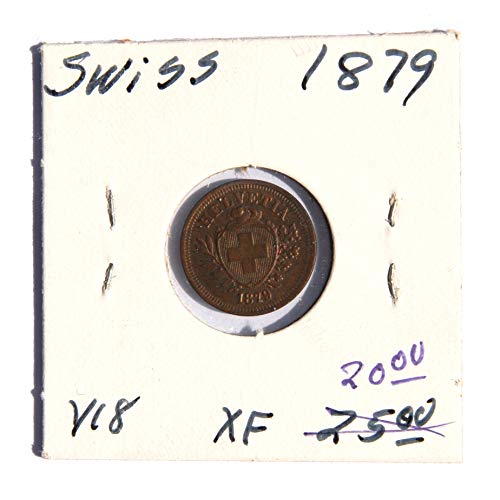 1879 Ч Швајцарија 1 Сантиметар/Рапен/Сентесими Монета Одлични Детали