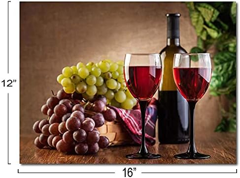 Qtespeii грозје вино winидно уметност giclee црно црвено вино шишиња и чаши сликање платно отпечатоци уметнички дела гроздобер кујнски декор