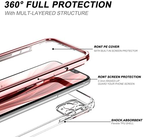 КОМПАТИБИЛЕН СО iPhone 11 Pro Max Clear Case, [Вграден Заштитник На Екранот][Заштита На Објективот На Фотоапаратот] Заштитен Браник