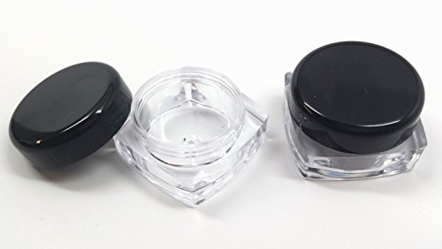 Премиум квалитет 25 нови дијамантски серии квадратни празни црни капаци пластични козметички контејнери 5 грама со големина тенџере тегли