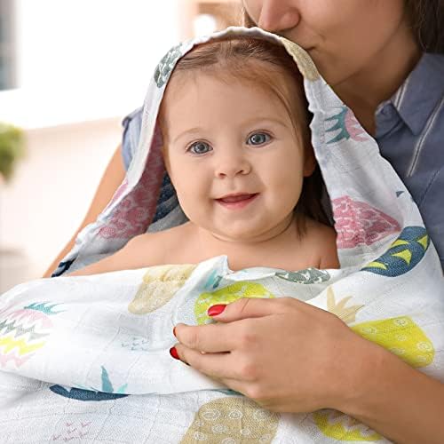 Транкун 8 пакет Муслин ватенка за бебиња за бебиња, испружени видови ќебиња меки дишечки лесни доилки новороденчиња за новороденче за новороденче
