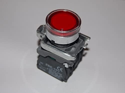 1 парчиња 22мм Црвен LED осветлени притисоци со притисок со Flush Push се вклопува XB4BW34M5 220V