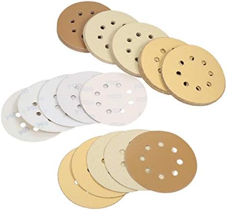 Sander Sandpaper 10 парчиња 5 инчи 125 mm тркалезни дискови за пескарење, шпедиција на садови 8 дупки за мелење подлога за мелење 60-220 Абразивна