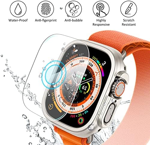 [3+3pack] Chanchy компатибилен со Apple Watch Ultra 49mm Pcreen Protector Case, Temented Glass Film Hard PC Bumper Case Comple