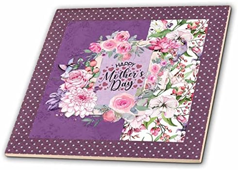 3дроза Слика На Денот На Среќните Мајки Во Флора Рамка, Розова, Виолетова-Плочки