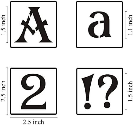 1,5 инчи азбучни букви матрици за сликарство - 70 пакувања и броеви на матрички шаблони со знаци за сликање на дрво, броеви за