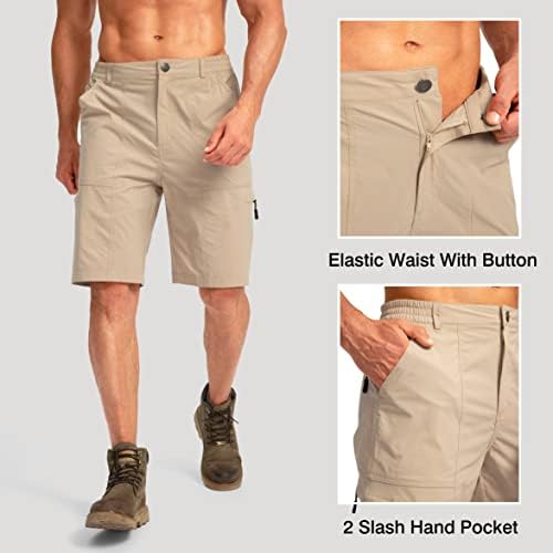Виодија машки пешачки шорцеви со 6 џебови Брзи суви шорцеви за лесни затегнување за мажи на отворено риболов шорцеви за голф