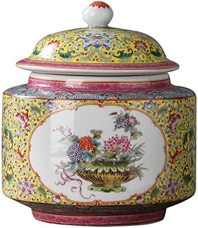 Ylyajy jingdezhen емајл чај тенџере керамички голем чај тегла за складирање кинески занаетчиски тегла за ѓумбир од ѓумбир.