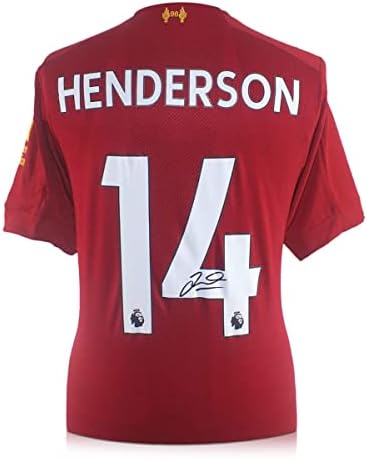 Ексклузивни Сувенири Џордан Хендерсон Го Потпиша Ливерпул 2019-20 Фудбалски Дрес. Стандардна Рамка