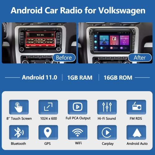 Андроид Автомобил Стерео Радио Со Безжичен Apple CarPlay Auto Auto ЗА VW Passat Jetta TOURAN seat, 8 Инчен Екран На Допир со BLUETOOTH GPS