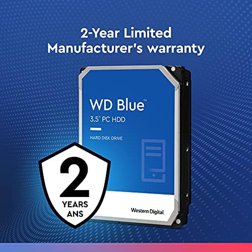 Western Digital 4TB WD Blue PC Внатрешен хард диск HDD - 5400 вртежи во минута, SATA 6 GB/S, 256 MB кеш, 3,5 - WD40EZAX