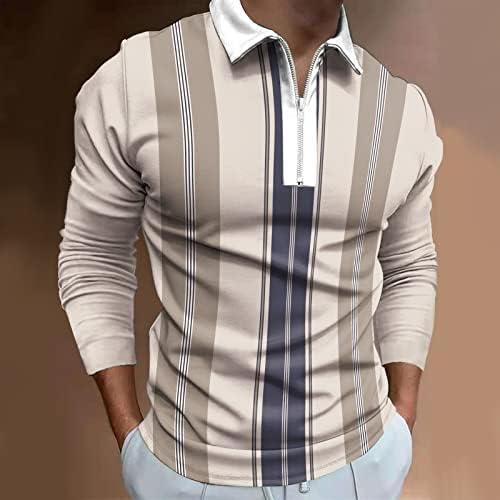 Wocachi 2022 Mens Polo кошули, долги ракави 1/4 zip up вратот голф врвови шарени крпеница улична облека за обична дизајнерска кошула