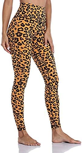 Womenените леопард хеланки задникот лифт ултра меки високи половини јога панталони 7/8 хеланки за жени