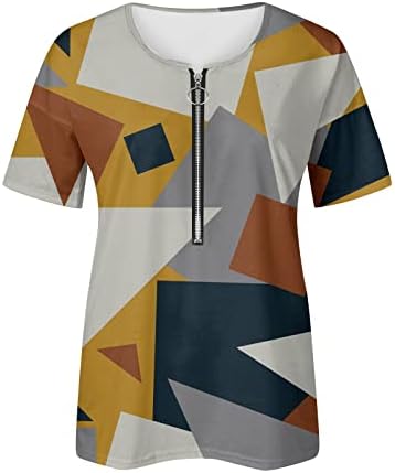 Womenенска облека Краток ракав 4-ти јули Патриотски графички екипаж-врат патент Врвен фустан со блузи кошули Обична маичка