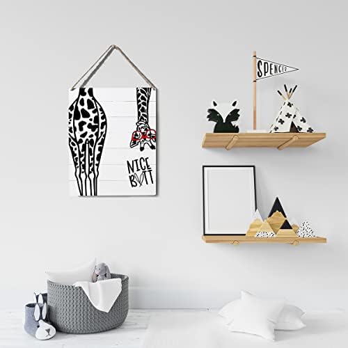 Знак за бања декор за бања цитат жирафа дрвена знак плакета wallид што виси постери уметнички дела 10 ”x8” совршена декорација на домашни канцеларии