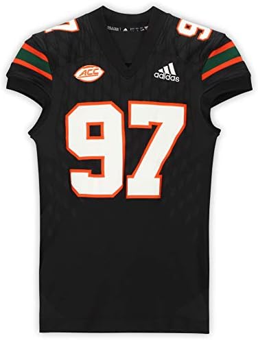 Мајами урагани - користена игра 97 Црниот дрес од сезоните во НЦАА 2017-2018 година - Голема големина - игра на колеџ користени дресови