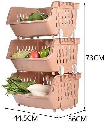 LJJL Corner Storage Rack, 3 ката овошје и зеленчук - Поделени полици во кујната 3 бои 17,5 x 14,2 x 28,7