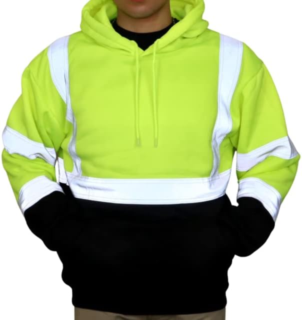 Безбедност на улична дивизија за безбедност со висока видливост, џемпер со црно дно