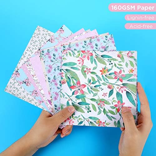 Yarumi картичка хартија подлога 6 x6 инчи, прекрасна градинарска хартија хартија пакет цветни пролетни теми за струја еднострани обрасци за печатење декоративни харти