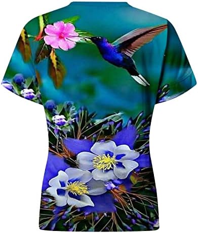 Womenените животински печатени маички со цветна графичка екипа на екипаж 2023 летни кратки ракави маици врвови блузи
