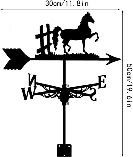 Bturyt временско знаме коњско силуета ветер метал постојан индикатор за ветер со црна боја на спреј за градинарски задниот двор Тераса на покривот