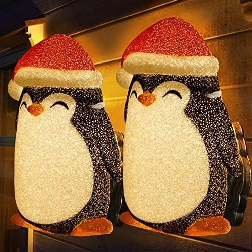 Нашите 2 пакувања пингвини за пингвини опфаќа 12 инчи, Божиќни празнични капаци за светла за тремови, гаражни светла, големи светлосни