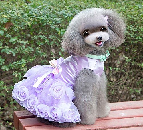 Зунеа принцеза миленичиња кучиња кутре мачки свадбени костуми сатен роза официјална фустан здолниште Туту забава облека облека облека виолетова