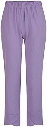 MGBD широки панталони за нозе жени панталони обични високи половини плус постелнина лето трендовски тропски лесни панталони на плажа Бохо