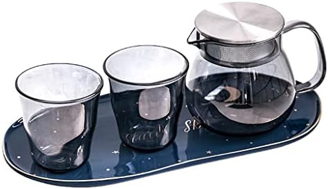 HDRZR стаклен чајник отпорен на топлина, нордиски чај, поставен цвет чајник за домаќинство попладне чај чаша комплетен сет
