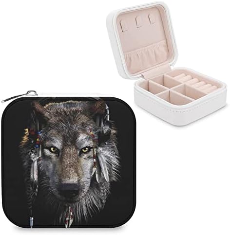 Домородноамерикански волк слушалки за патувања за патувања за кутии за кутија за складирање на кутија за складирање на кутии за жени