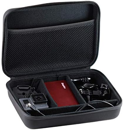 Navitech 9 во 1 Комбо комплет за додатоци на камера и солиден случај за складирање на црвена боја, компатибилен со DBPower EX5000