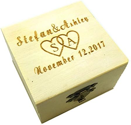 Mylifemylove врежана персонализирана кутија за прстен од дрво, предлог -кутија за прстен за прстен, кутија за рустикален прстен, персонализиран