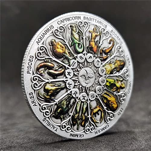 Ретро насликани дванаесет соstвездие метални монети мода играат мали предмети тренд прсти на прсти, среќа монети подарок