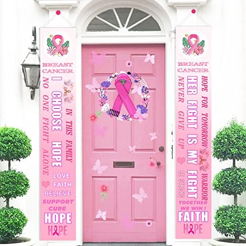 Свесност за рак на дојка розова лента завеса за завеси на вратата на вратата виси добредојде Банер празничен декор за декорација на забава