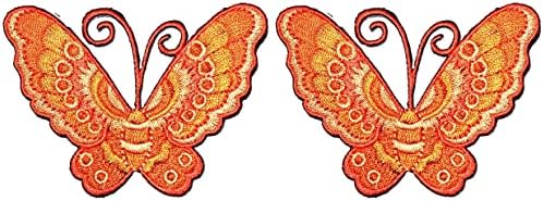 Поставете ги поставените лепени 2 компјутери. Портокалова пеперутка Симпатична закрпи Деца цртани филмови извезени лого шијат на лепенка торба торба маица фармер?