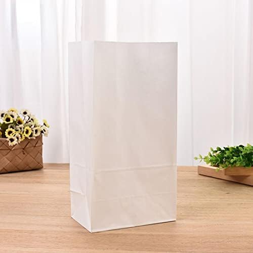 Na White Kraft Haper Tog за пакување храна, самостојна торба со квадратно дно, 100 вреќи со бела хартија бела