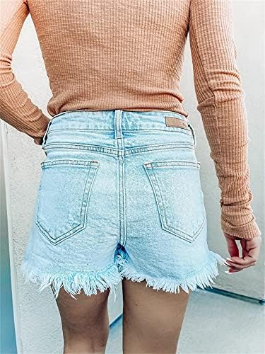 Секси фрејтирани сурови шорцеви од џин за жени отсечени со искинати тексас кратки панталони потресени средно половини летни фармерки