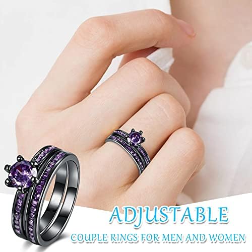 Кубна цирконија невестински прстен сет за жени Round Cut Cutan Engagement Ring 925 Сребрен солитер годишнина ветувачки прстени