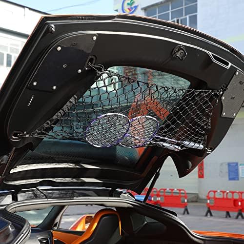 Llkuang Автомобил Багажникот Карго Организатор Складирање Нето Компатибилен Со Chevrolet Corvette C7 2014-2019, Полиестер Складирање