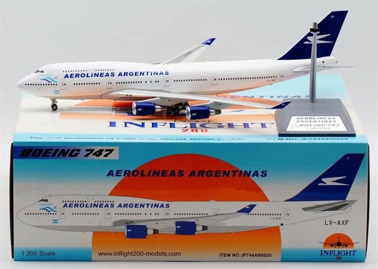 Inflate 200 Aerolineas Argentinas за Boeing 747-400 LV-AXF со Stand Limited Edition 1/200 Diecast Aircraft Pre-изграден модел
